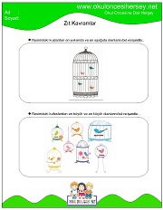 Resimli Zıt Kavram Çalışma Sayfaları